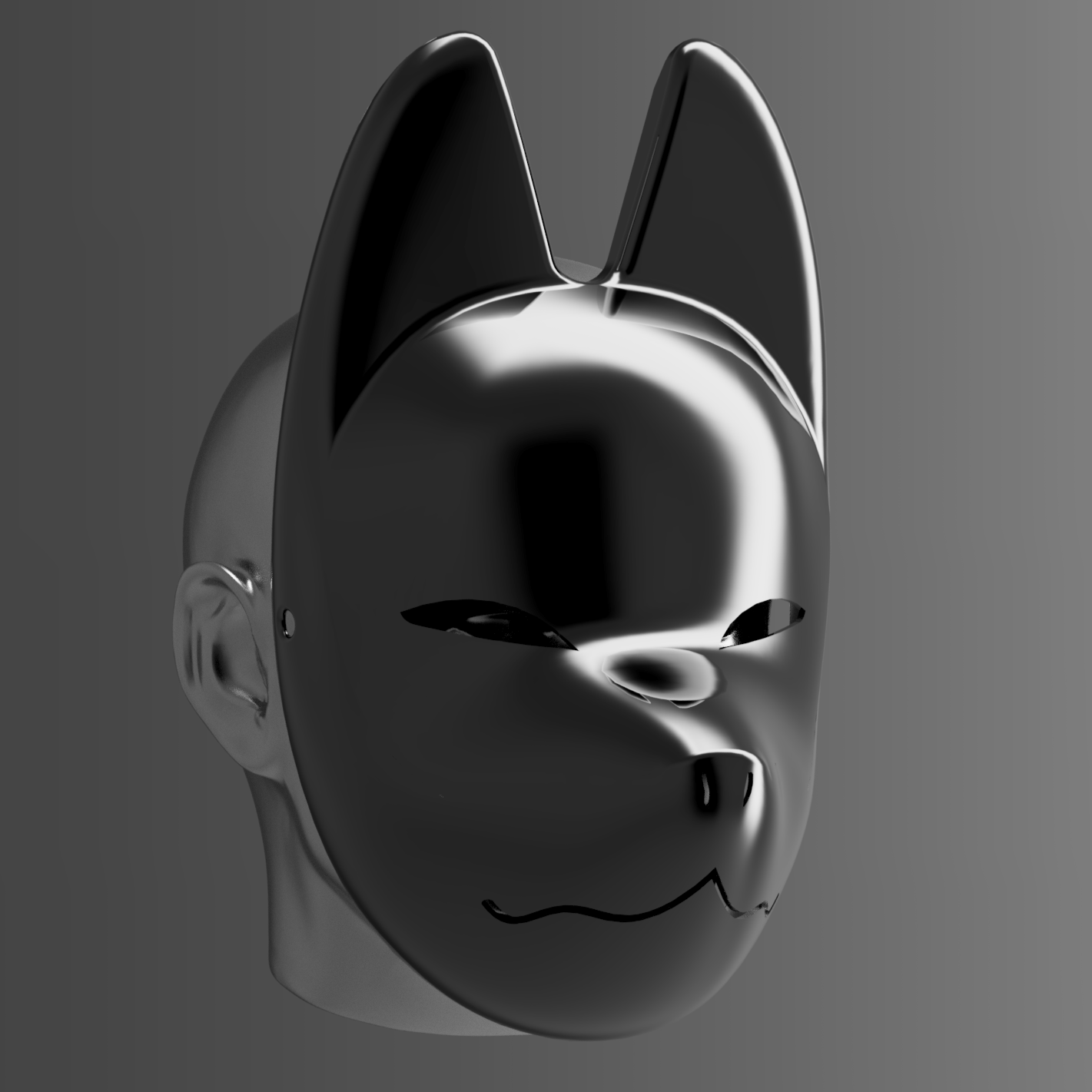 Kitsune Mask BLANK (STL File)